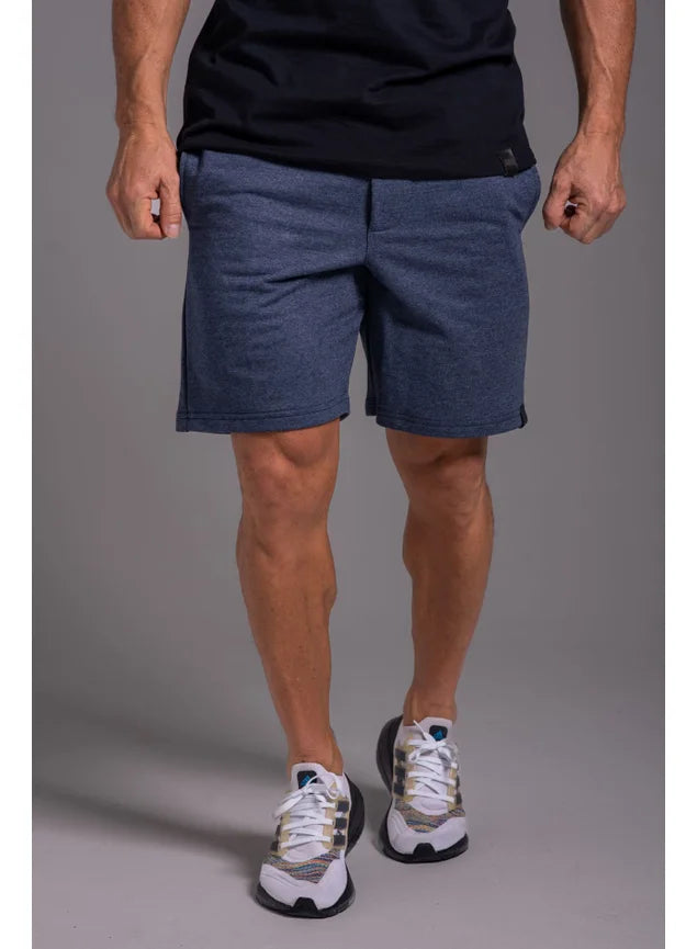 Bermuda Masculina Moletom Azul Mesclado