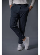 Calça Alfaiataria Casual Azul Mesclado