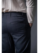 Calça Alfaiataria Casual Azul Mesclado